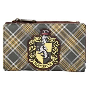 loungefly harry potter hufflepuff plaid pattern faux leather wallet