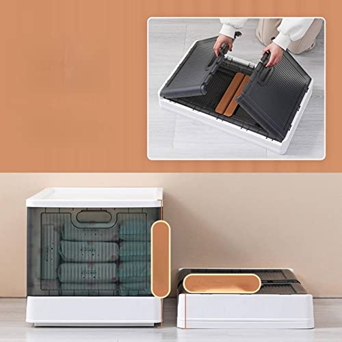 NA Storage Box Simple Installation-Free Wardrobe Sorting Box for Collection Transparent Folding Plastic, Off-white, 95L