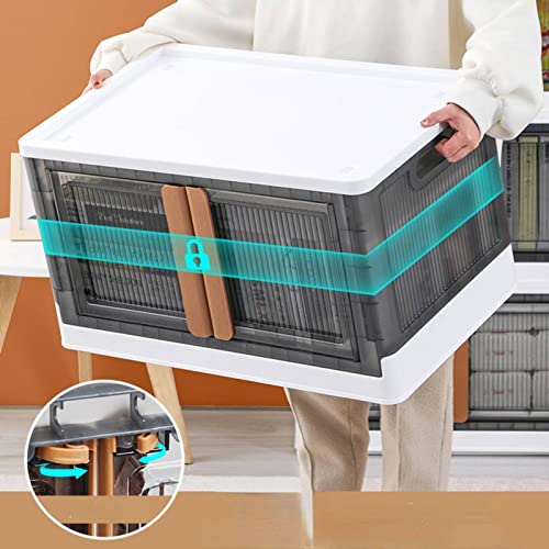 NA Storage Box Simple Installation-Free Wardrobe Sorting Box for Collection Transparent Folding Plastic, Off-white, 95L