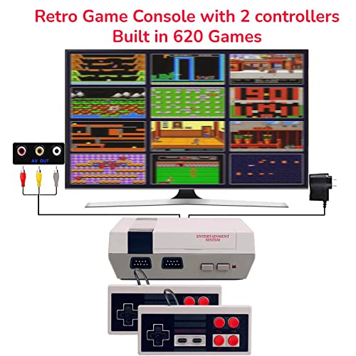 Retro Game Console,Classic Game System Built in 620 Games and 2 Classic Controllers,AV Output Plug and Play Video Games