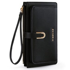 missnine womens wallet rfid blocking wallet pu leather slim wristlet clutch purses with phone pocket
