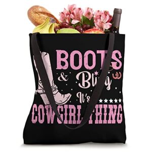 Funny Cowgirl Boots and Bling Graphic Women Girls Cowgirl Tote Bag