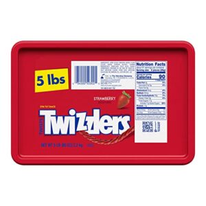 TWIZZLERS Twists Strawberry Flavored Chewy, Low Fat Snack Candy Bulk Container, 5 lb