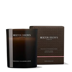 molton brown delicious rhubarb & rose signature scented candle (single wick), 6.07 oz.