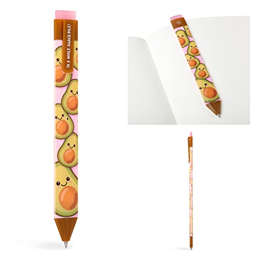 New Pen Bookmark with Refills | Erasable Ballpoint Gel Pen and Bookmark 3-in-1 | Ink Novelty Pen with Eraser | Page Marker | Book Marker | Page Holder Clip | Gift for Reader and Writer (Avocado)