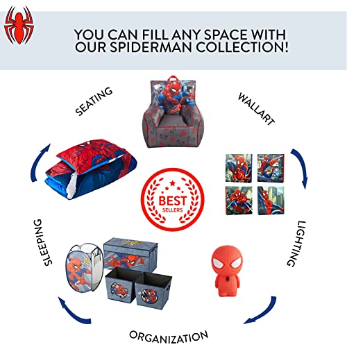 Marvel Spiderman Kids Collapsible Storage Organizer Bin with Front Pocket,9" H x 10" W x 15" L