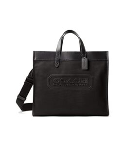 coach field tote 40 in organic cotton canvas with coach badge ji/black one size
