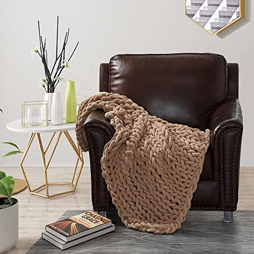 Donna Sharp Throw Blanket - Chenille Knitted Mink Contemporary Decorative Throw Blanket with Over-Sized Loop Pattern