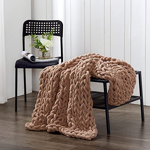 Donna Sharp Throw Blanket - Chenille Knitted Mink Contemporary Decorative Throw Blanket with Over-Sized Loop Pattern