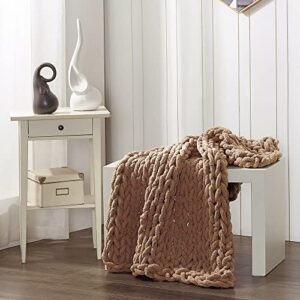 Donna Sharp Throw Blanket - Chenille Knitted Mink Contemporary Decorative Throw Blanket with Over-Sized Loop Pattern