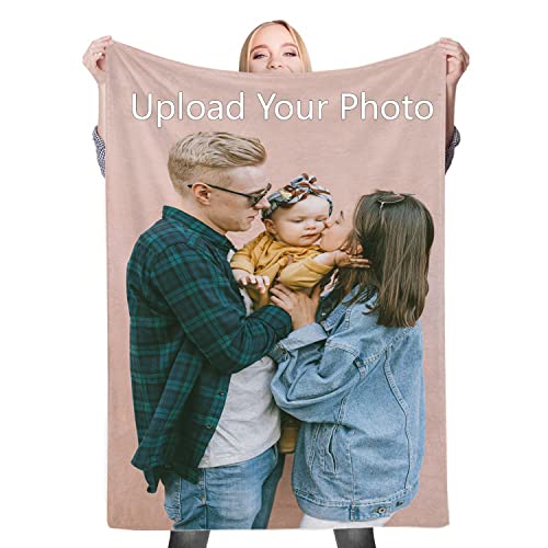 Custom Blanket with Photos and Text Personalized Soft Picture Throw Blanket for Baby, Best Friend Mother Father Valentine's Day (30"X40")