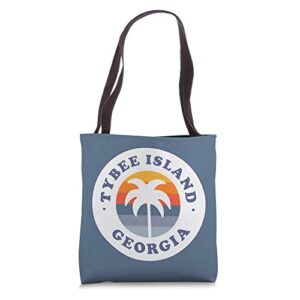 tybee island georgia ga palm tree beach vacation souvenirs tote bag
