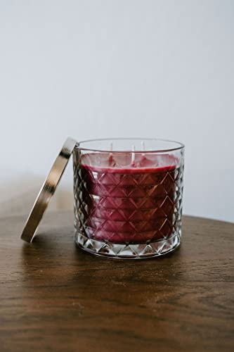 Gold Canyon™ - Pomegranate Scented Candle, Three-Wick, Heritage Diamond-Cut Glass Jar, New & Improved Look 2022