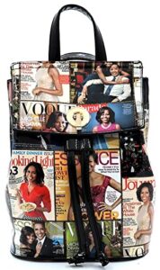michelle obama magazine cover collage convertible backpack crossbody bag womens fashion purse obama satchel bag (#a-multi/black)