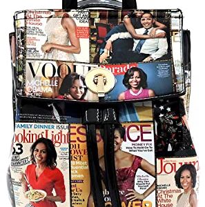 Michelle Obama Magazine Cover Collage Convertible Backpack Crossbody Bag Womens Fashion Purse Obama Satchel Bag (#A-Multi/Black)