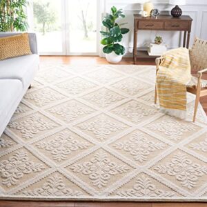 safavieh vermont collection 9′ x 12′ ivory/gold vrm306d handmade french country floral trellis premium wool living room dining bedroom area rug