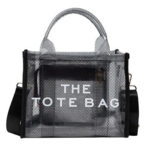 clear tote bag for women, plastic tote bag crossbody beach bag pvc travel bag for sports games, travel, beach, pool, stadium