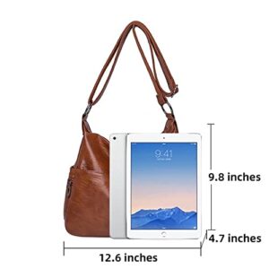 SULCET Crossbody Bag for Women Leather Multi Pockets Shoulder Purse Lightweight Travel Satchel Purse