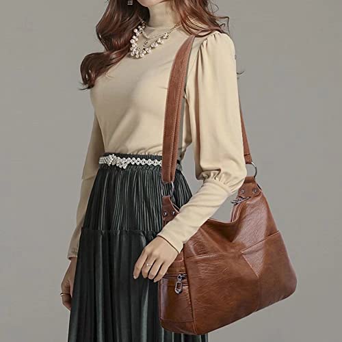 SULCET Crossbody Bag for Women Leather Multi Pockets Shoulder Purse Lightweight Travel Satchel Purse