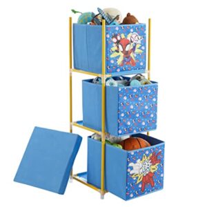 Idea Nuova Marvel Spidey and His Amazing Friends 3 Tier Fabric Storage Organizer with 3 Cubes and Removable Lid