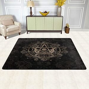 triple moon goddess wiccan gold pentagram non slip mats doormat entry rug floor carpet for living room indoor outdoor throw rugs 36″x24″