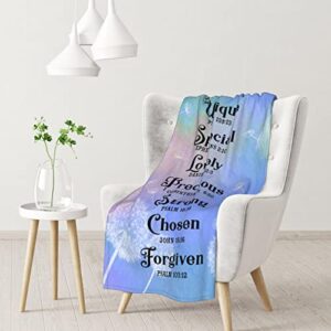 Religious Blanket Soft Plush Bible Verse Blanket with Inspirational Thoughts and Prayers Christian Gifts Women Men God Says Dandelion Flannel Blanket 50x40 Inch