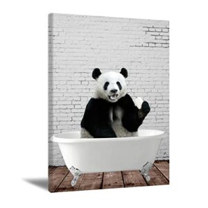 lakexinmart bathroom decor canvas wall art bathroom panda poster cute panda in retro bathtub animal wall art contemporary painting bathtub wall decor funny artworks home decor for bathroom frameless
