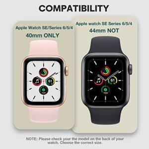 Yolovie [2 Pack] 2 in 1 Waterproof Case Compatible for Apple Watch 40mm SE Screen Protector Series 6 5 4 Tempered Glass Film PC Face Cover & Back Bumper for iWatch Accessories - 40mm Clear x2