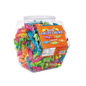 tootsie fruit chews variety pack 275pcs – individually wrapped flavored tootsie rolls in reusable plastic tub – bulk fruity candy taffy bites, orange,lime