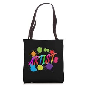artist paint splatter tote bag