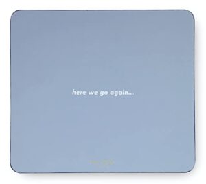 kate spade new york blue leatherette mouse pad, 9″ x 8″ mouse mat with non-slip back, cute mouse pad for office desk, here we go again