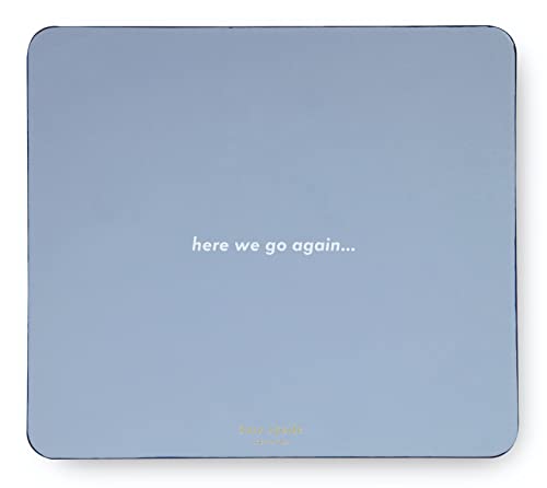 Kate Spade New York Blue Leatherette Mouse Pad, 9" x 8" Mouse Mat with Non-Slip Back, Cute Mouse Pad for Office Desk, Here We Go Again