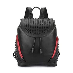 chikencall rivet punk backpack flap drawstring rucksack gothic studded shoulder purse black daypack