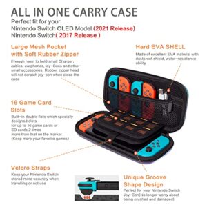 Nintendo Switch Case, Nintendo Switch OLED Case, Nintendo Switch Carrying Case for Girls Boys with 16 Game Card Slots, Lokigo Carrying case for Nintendo Switch Console Joy-Con & Accessories, Meteor