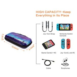 Nintendo Switch Case, Nintendo Switch OLED Case, Nintendo Switch Carrying Case for Girls Boys with 16 Game Card Slots, Lokigo Carrying case for Nintendo Switch Console Joy-Con & Accessories, Meteor
