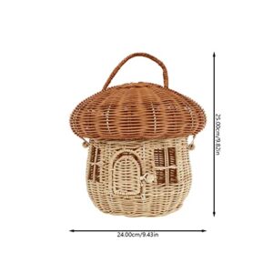 MAGICLULU 1pc Natural Rattan Mushroom Storage Basket Creative Handmade Rattan Storage Basket with Handle Desktop Rattan Basket With Lid for Desktop Storage Decoration Photo Props