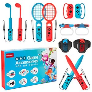 switch sports accessories – codogoy 12 in 1 switch sports accessories bundle for nintendo switch sports, family accessories kit compatible with switch/switch oled sports games