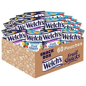 welch’s fruit snacks, mixed fruit & superfruit bulk variety pack, gluten free, 0.8 oz individual single serve bags (pack of 60)