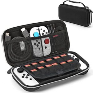 bestico carrying case for nintendo switch/switch oled model, protective hard shell travel storage switch carry case with 12 game card slots for nintendo switch console & accessories