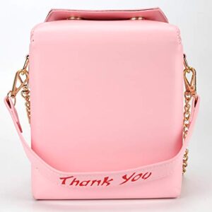 Ondeam Tower Print Crossbody Shoulder Bag,Pu Chinese Takeout Box Totes Purse for Women(Pink)