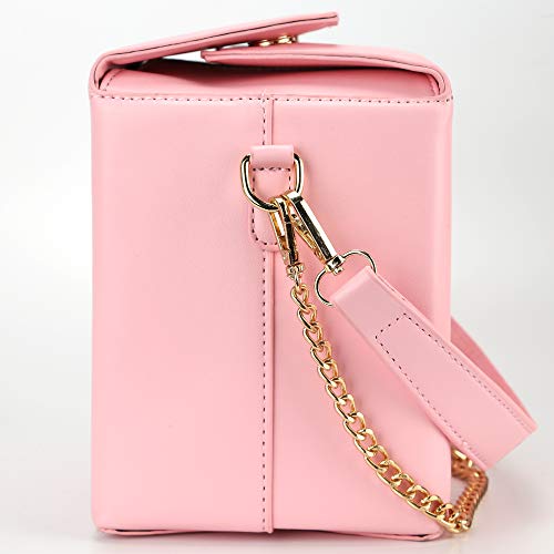 Ondeam Tower Print Crossbody Shoulder Bag,Pu Chinese Takeout Box Totes Purse for Women(Pink)