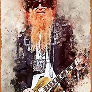 Seadlyise Billy Gibbons Plaque Poster Vintage Tin Sign Retro Metal Posters 12x8 Inches