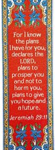 Christian Bookmark, I Know The Plans for You, Jeremiah 29:11, Woven, Mini Carpet (Red)