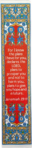 Christian Bookmark, I Know The Plans for You, Jeremiah 29:11, Woven, Mini Carpet (Red)