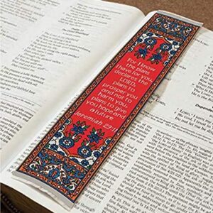 Christian Bookmark, I Know The Plans for You, Jeremiah 29:11, Woven, Mini Carpet (Red)