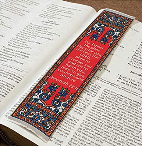 Christian Bookmark, I Know The Plans for You, Jeremiah 29:11, Woven, Mini Carpet (Red)