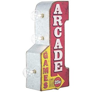 arcade games vintage inspired double-sided marquee led sign retro wall décor for the home, game room, bar, man cave, or bedroom (12″ x 5.25″)