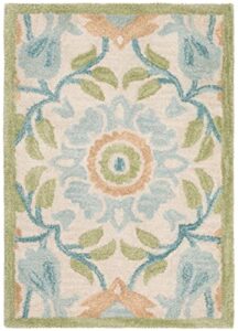 safavieh antiquity collection 2′ x 3′ ivory/green at59a handmade floral premium wool entryway living room foyer bedroom kitchen accent rug