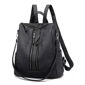 leather fashion backpack purse for women convertible large designer travel ladies casual college shoulder bag(black), 11.8(l) x5.9(w)x12.2(h) inch