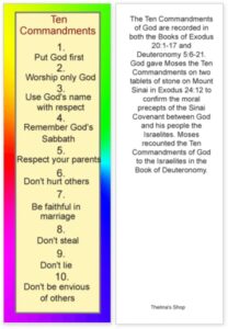 thelma’s shop ten commandments bookmarks for kids and adults church gifts religious (50 count)